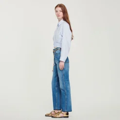 New Cropped Striped Shirt Women Tops & Shirts