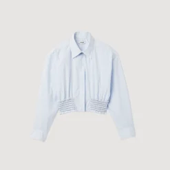 New Cropped Striped Shirt Women Tops & Shirts