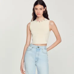 Cheap Cropped Sweater With Eyelets And Rings Women Matching Sets