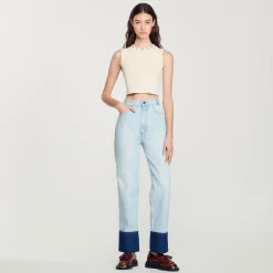 Cheap Cropped Sweater With Eyelets And Rings Women Matching Sets