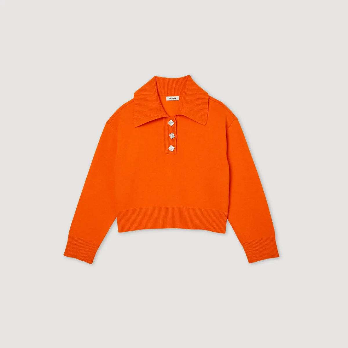 Discount Cropped Sweater With Jewel Buttons Women Sweaters & Cardigans