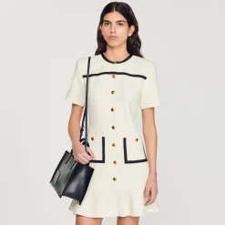 Clearance Cropped Tweed Button-Up Dress Women Dresses