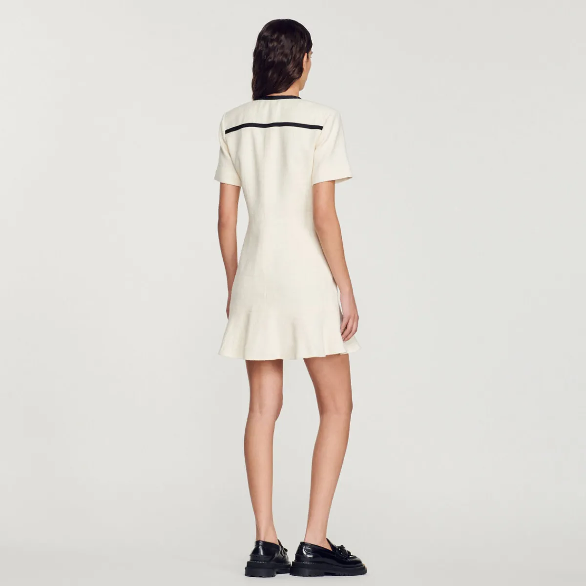 Clearance Cropped Tweed Button-Up Dress Women Dresses