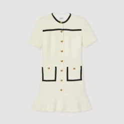 Clearance Cropped Tweed Button-Up Dress Women Dresses
