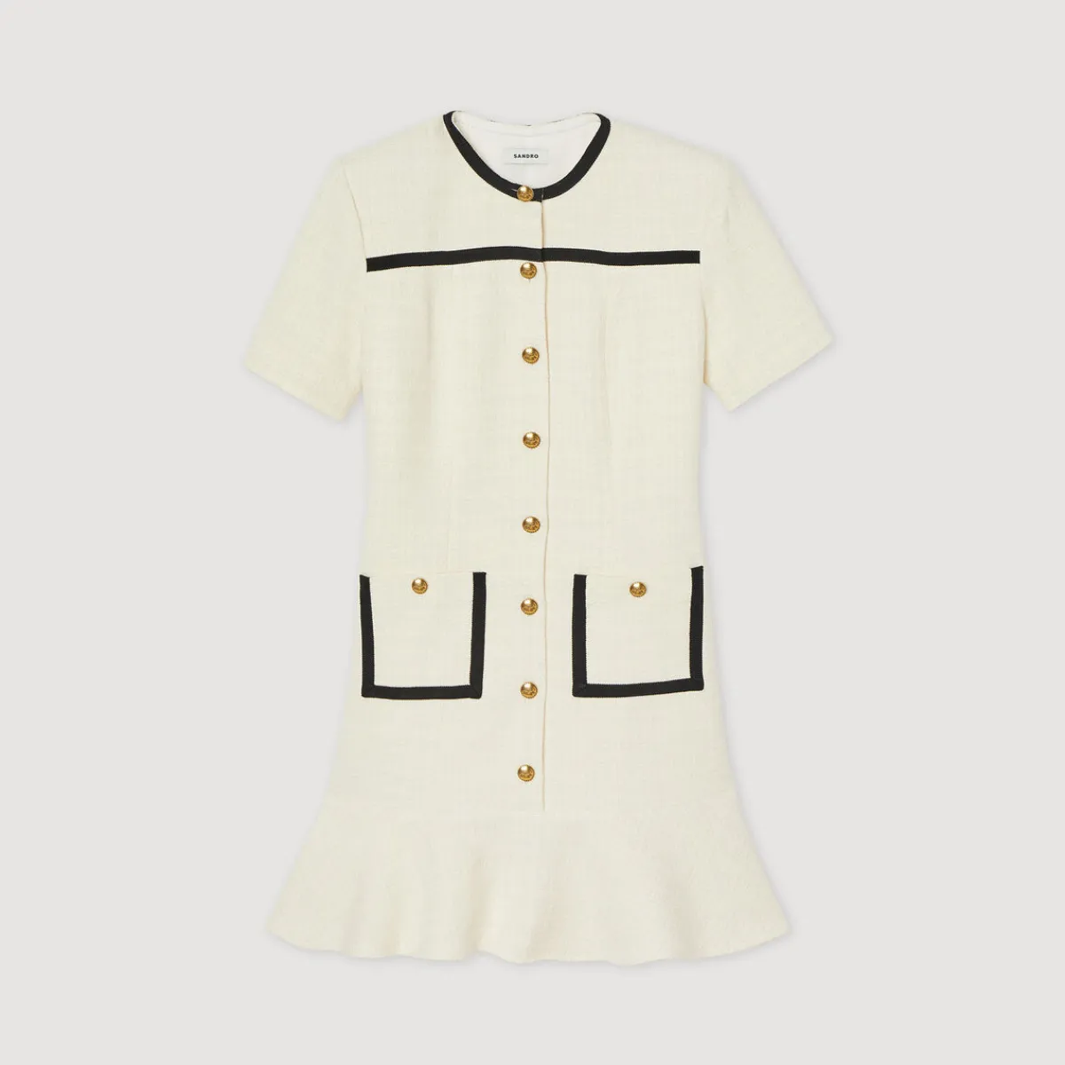 Clearance Cropped Tweed Button-Up Dress Women Dresses