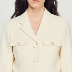 Fashion Cropped Tweed Button-Up Jacket Women Matching Sets