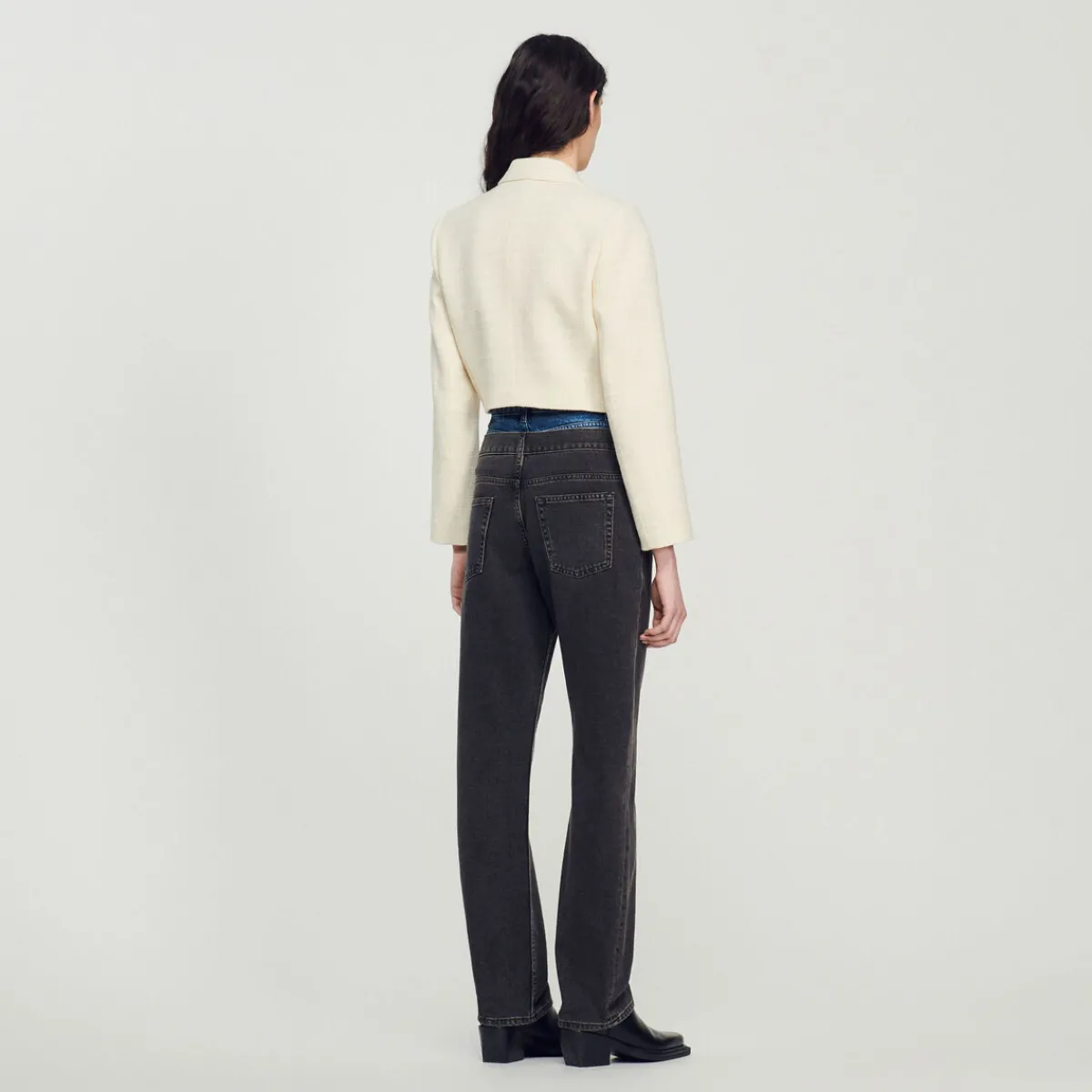 Fashion Cropped Tweed Button-Up Jacket Women Matching Sets