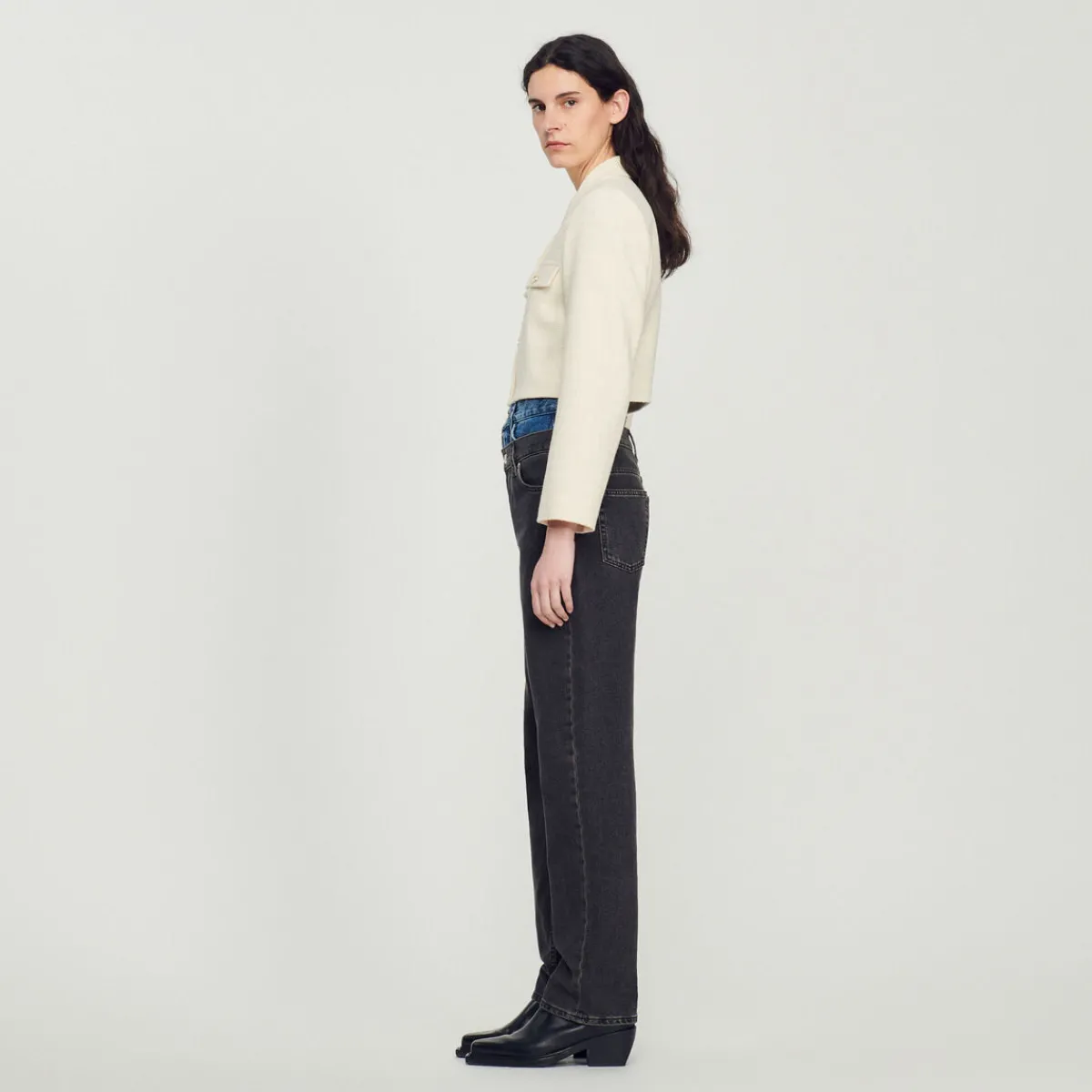 Fashion Cropped Tweed Button-Up Jacket Women Matching Sets