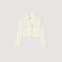Fashion Cropped Tweed Button-Up Jacket Women Matching Sets