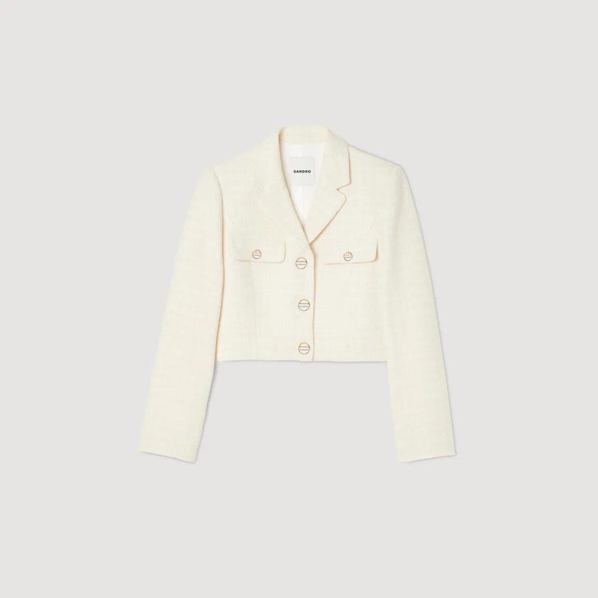 Fashion Cropped Tweed Button-Up Jacket Women Matching Sets