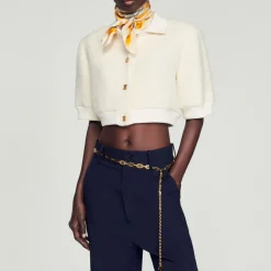 Clearance Cropped Tweed Jacket Women Jackets & Blazers