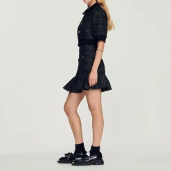 Clearance Cropped Tweed Short-Sleeved Jacket Women Matching Sets
