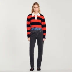 Fashion Cropped Two-Tone Sweater Women Sweaters & Cardigans