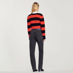 Fashion Cropped Two-Tone Sweater Women Sweaters & Cardigans