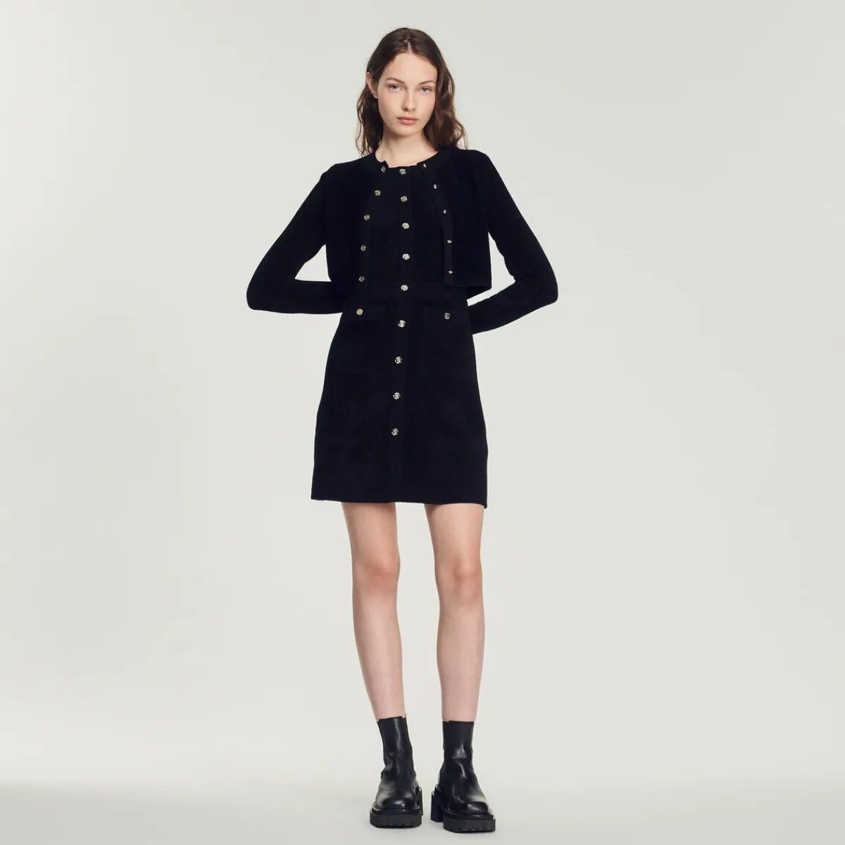 New Cropped Velvet-Effect Cardigan Women Sweaters & Cardigans