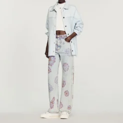 Clearance Denim And Knit Coatigan Women Sweaters & Cardigans
