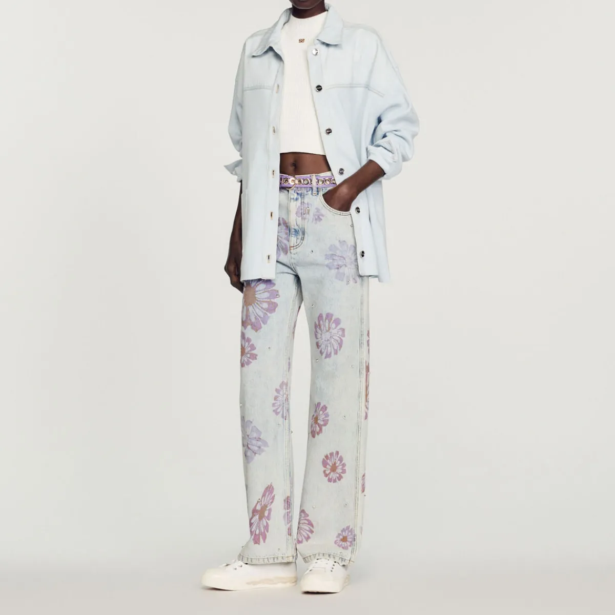 Clearance Denim And Knit Coatigan Women Sweaters & Cardigans
