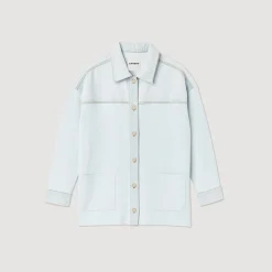 Clearance Denim And Knit Coatigan Women Sweaters & Cardigans