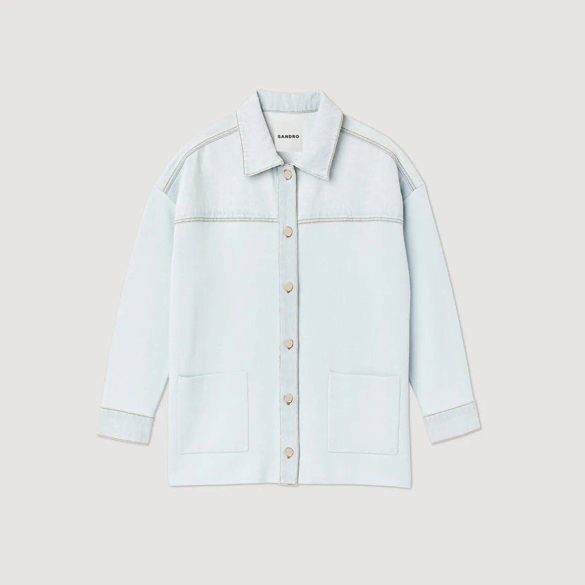 Clearance Denim And Knit Coatigan Women Sweaters & Cardigans