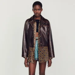 Discount Distressed Leather Jacket Women Jackets & Blazers