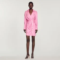 Clearance Draped Dress With Long Sleeves Women Dresses