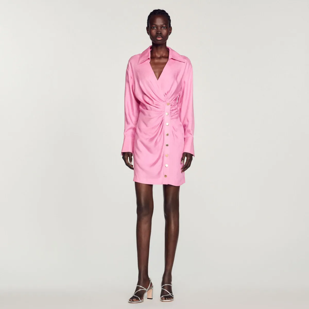 Clearance Draped Dress With Long Sleeves Women Dresses