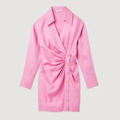 Clearance Draped Dress With Long Sleeves Women Dresses