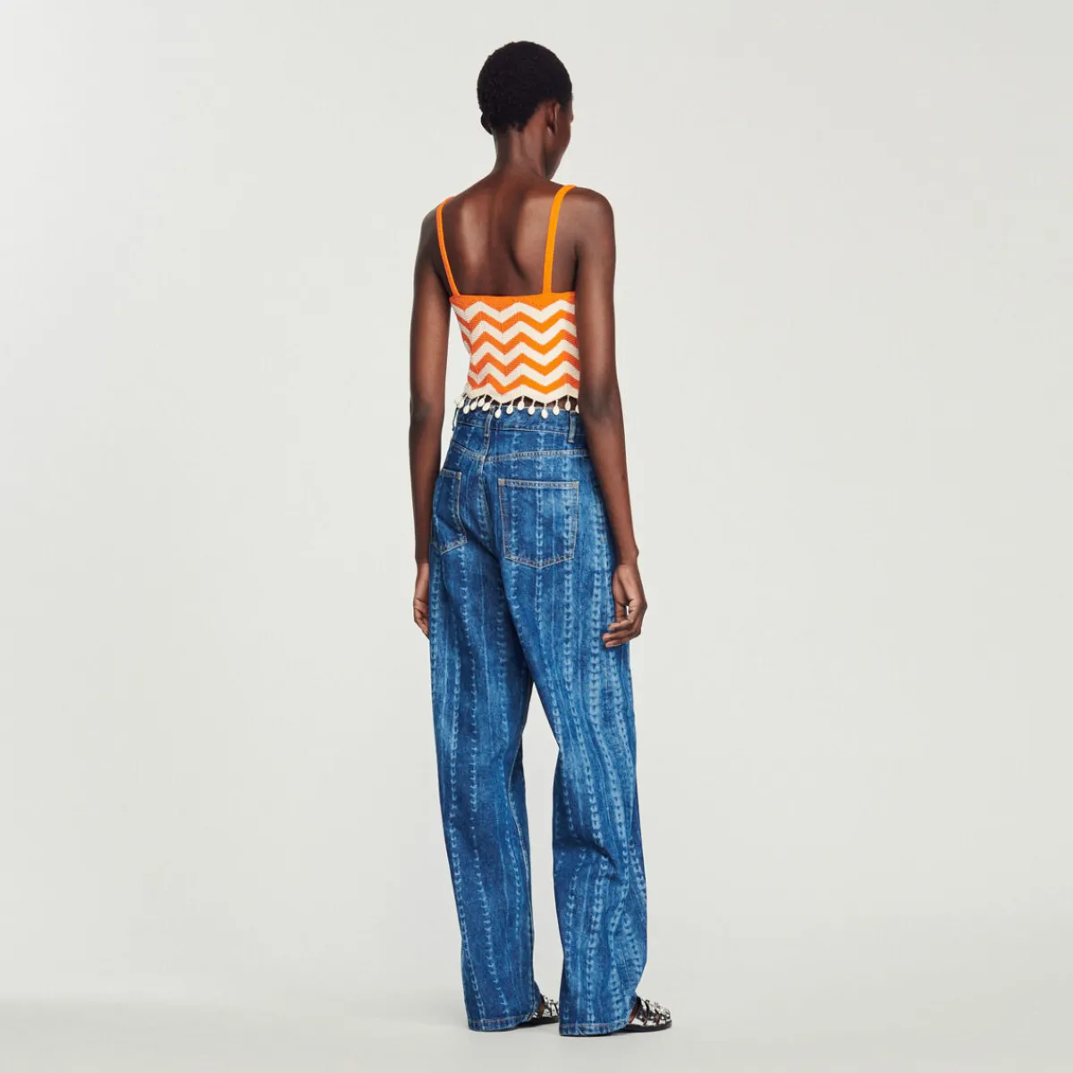 Cheap Drop-Bead Crop Top Women Sweaters & Cardigans