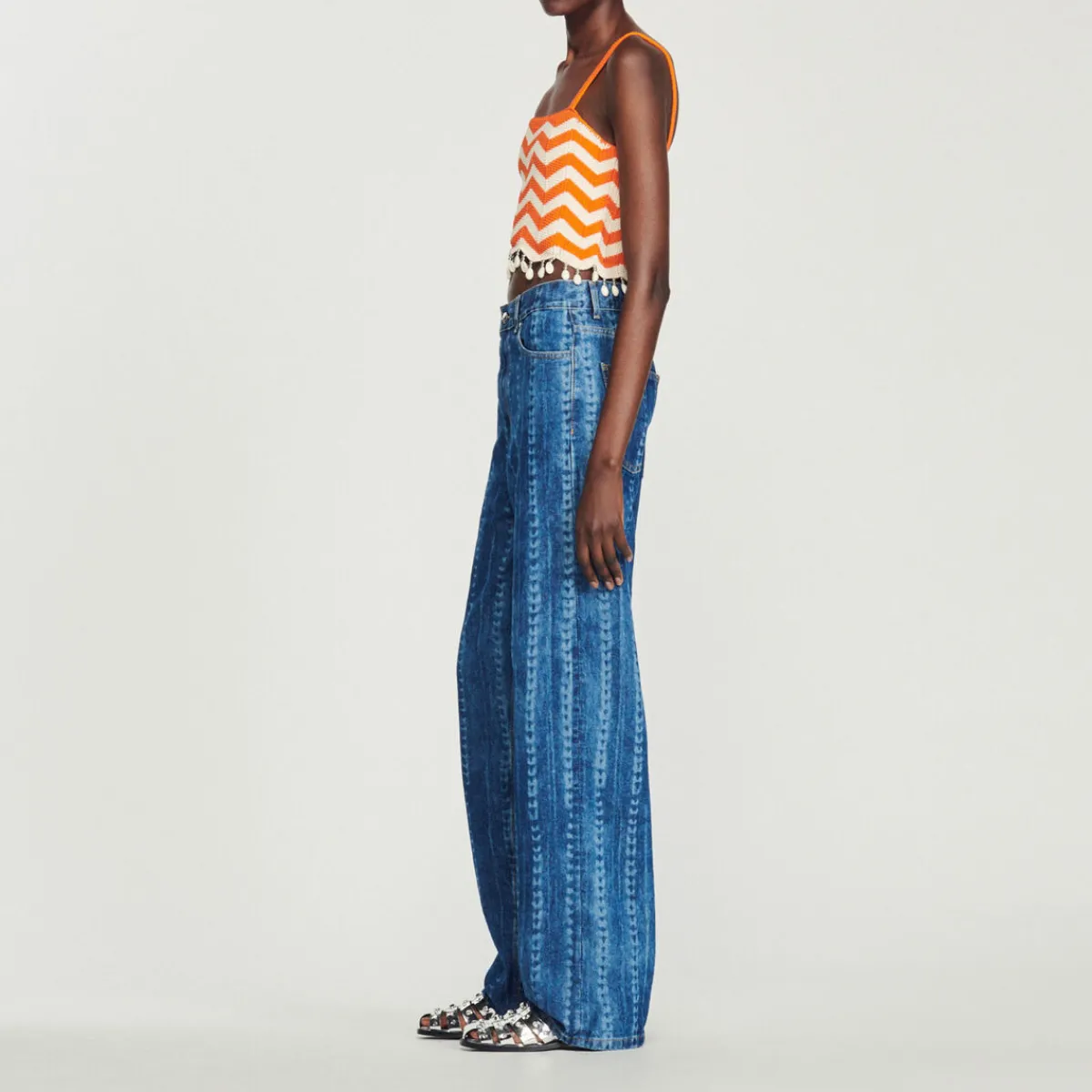 Cheap Drop-Bead Crop Top Women Sweaters & Cardigans