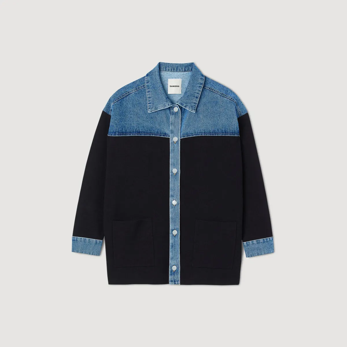 Online Dual Material Jacket Style Cardi-Coat Women Coatigans