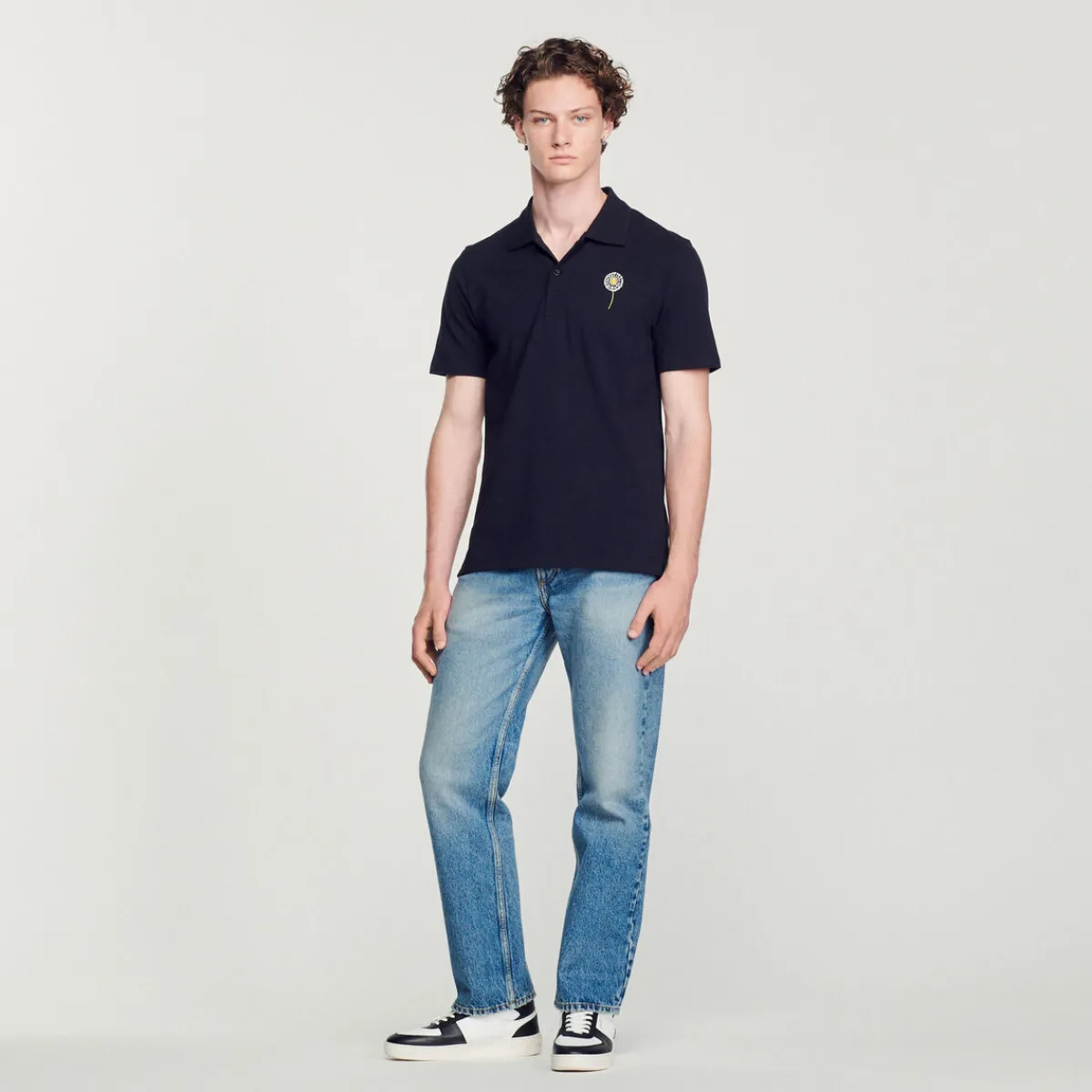 Shop Embroidered Dandelion Polo Shirt Men T-Shirts & Polos