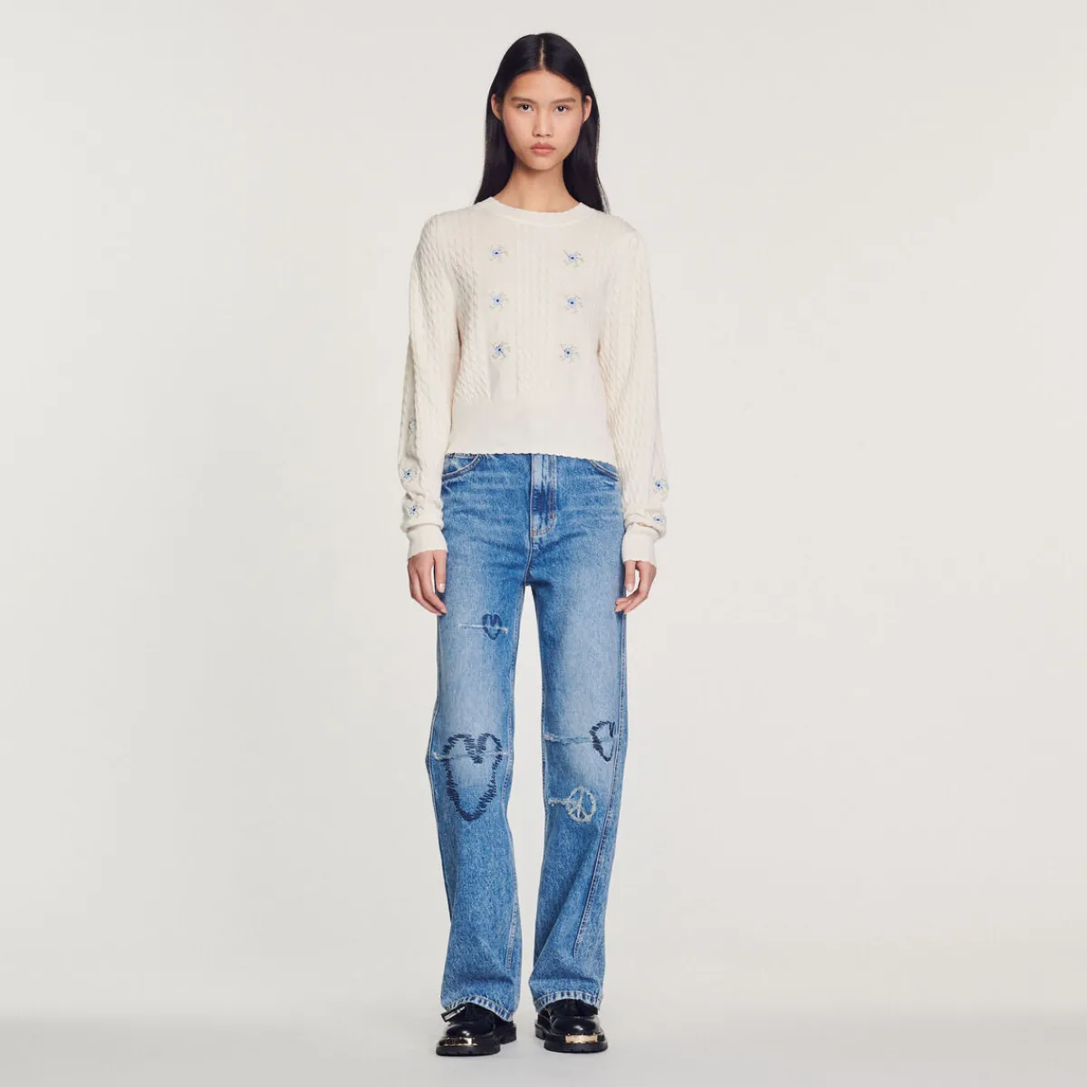 Discount Embroidered Knit Sweater Women Sweaters & Cardigans