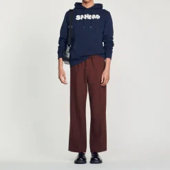 Clearance Embroidered Sandro Hoodie Men Sweatshirts