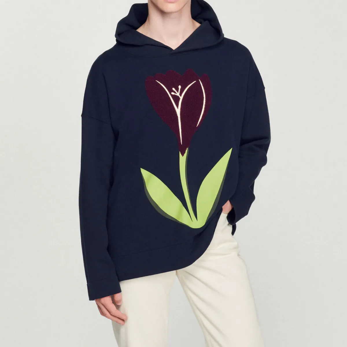 Flash Sale Embroidered Tulip Hoodie Men Sweatshirts