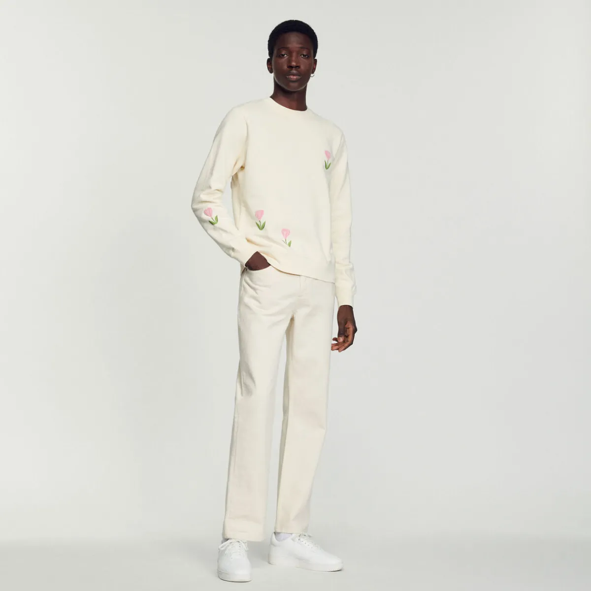 Shop Embroidered Tulip Sweatshirt Men Sweatshirts