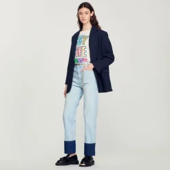 Discount Faded Jeans With Contrasting Cuffs Women Jeans