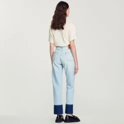 Discount Faded Jeans With Contrasting Cuffs Women Jeans