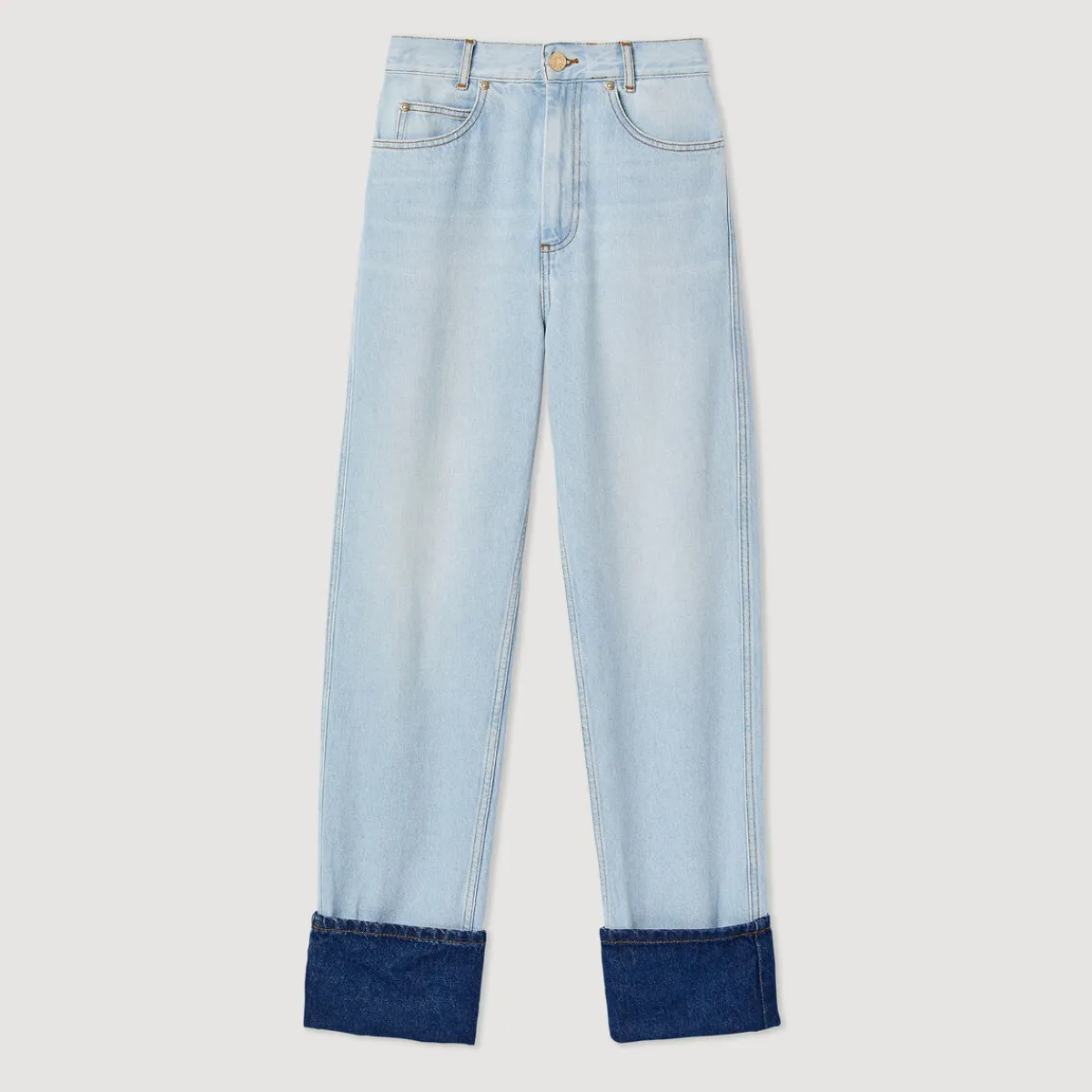 Discount Faded Jeans With Contrasting Cuffs Women Jeans