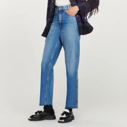 Online Faded Straight-Leg Jeans Women Jeans