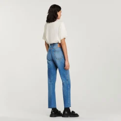 Online Faded Straight-Leg Jeans Women Jeans