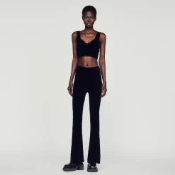Outlet Flared Velour Knit Pants Women Matching Sets