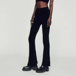 Outlet Flared Velour Knit Pants Women Matching Sets