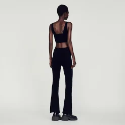 Outlet Flared Velour Knit Pants Women Matching Sets