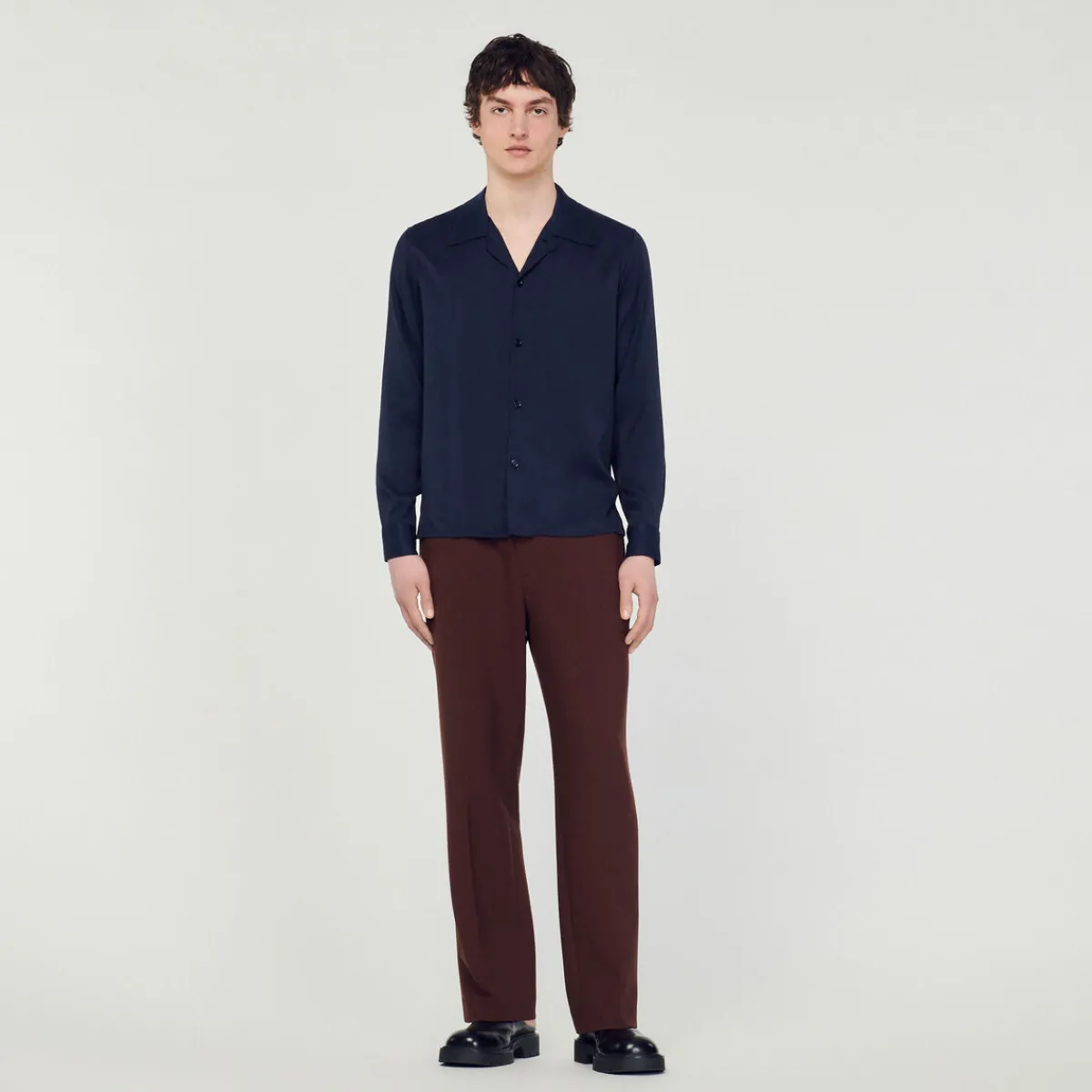 Discount Floaty Shirt With Spread Collar Men Shirts