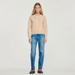 Outlet Floral Jacquard Knit Sweater Women Sweaters & Cardigans