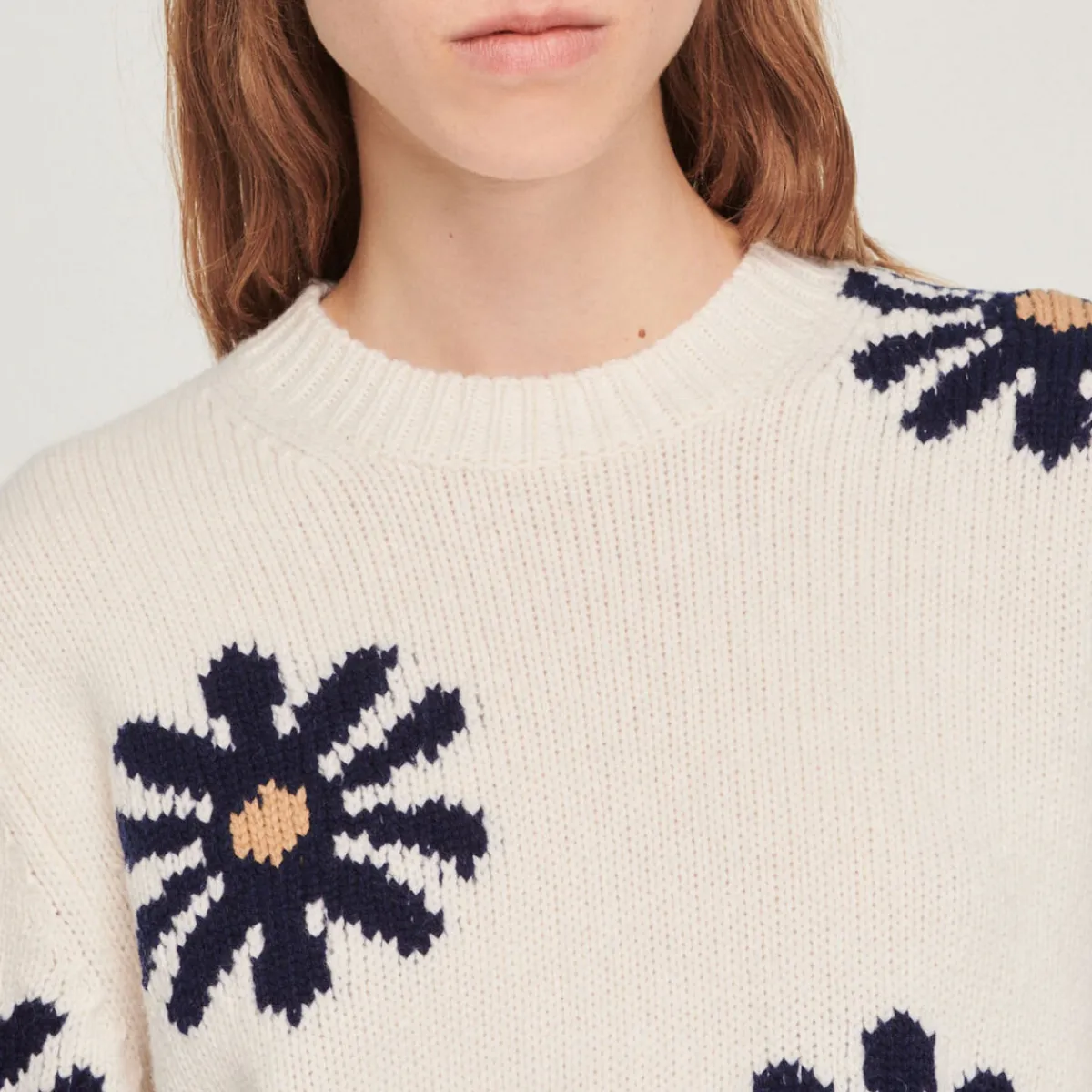 Cheap Floral Knit Sweater Women Sweaters & Cardigans