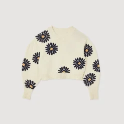 Cheap Floral Knit Sweater Women Sweaters & Cardigans