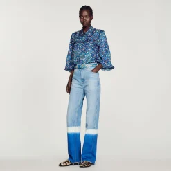 Outlet Floral Silk Shirt Women Matching Sets