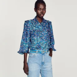 Outlet Floral Silk Shirt Women Matching Sets