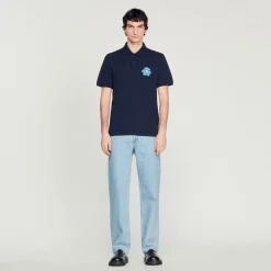 Best Sale Flower Embroidery Polo Shirt Men T-Shirts & Polos